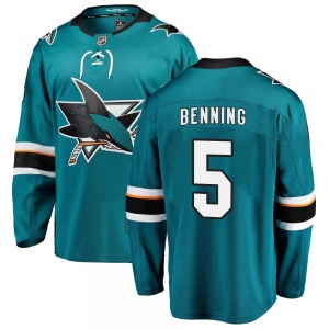 Breakaway Fanatics Branded Youth Matt Benning Teal Home Jersey - NHL San Jose Sharks