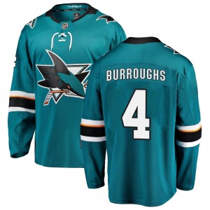 Breakaway Fanatics Branded Youth Kyle Burroughs Teal Home Jersey - NHL San Jose Sharks