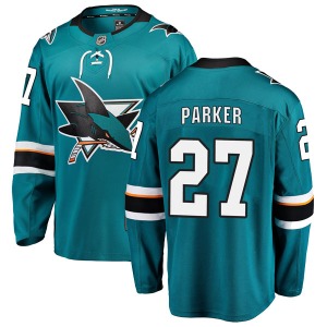 Breakaway Fanatics Branded Youth Scott Parker Teal Home Jersey - NHL San Jose Sharks