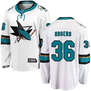 Breakaway Fanatics Branded Adult Jeff Odgers White Away Jersey - NHL San Jose Sharks