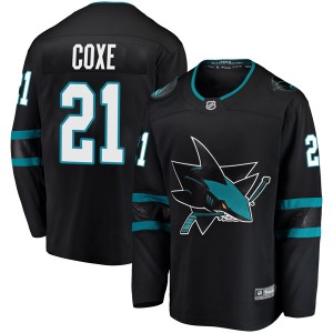 Breakaway Fanatics Branded Youth Craig Coxe Black Alternate Jersey - NHL San Jose Sharks