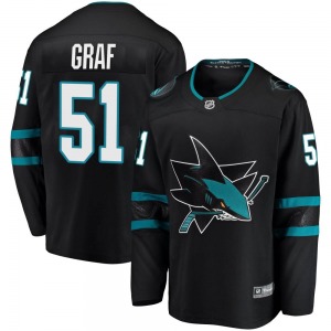 Breakaway Fanatics Branded Youth Collin Graf Black Alternate Jersey - NHL San Jose Sharks