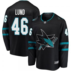 Breakaway Fanatics Branded Youth Cam Lund Black Alternate Jersey - NHL San Jose Sharks