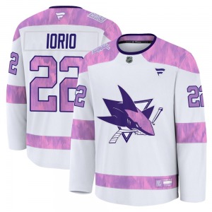 Premium Fanatics Adult Vincent Iorio White 2024 Hockey Fights Cancer Practice Jersey - NHL San Jose Sharks