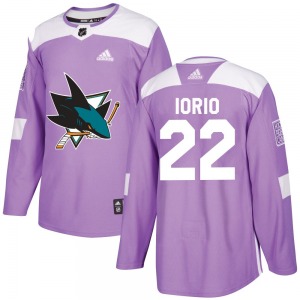 Authentic Adidas Youth Vincent Iorio Purple Hockey Fights Cancer Jersey - NHL San Jose Sharks