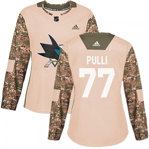 Authentic Adidas Women's Valtteri Pulli Camo Veterans Day Practice Jersey - NHL San Jose Sharks