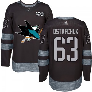 Authentic Adult Zack Ostapchuk Black 1917-2017 100th Anniversary Jersey - NHL San Jose Sharks