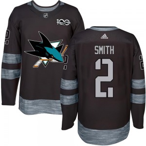 Authentic Adult Will Smith Black 1917-2017 100th Anniversary Jersey - NHL San Jose Sharks