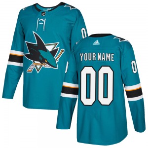 Authentic Adidas Youth Custom Teal Custom Home Jersey - NHL San Jose Sharks