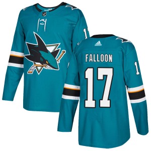 Authentic Adidas Youth Pat Falloon Teal Home Jersey - NHL San Jose Sharks