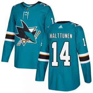 Authentic Adidas Youth Kasper Halttunen Teal Home Jersey - NHL San Jose Sharks
