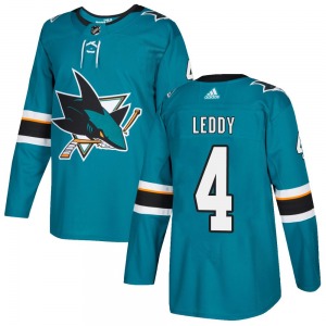 Authentic Adidas Youth Nick Leddy Teal Home Jersey - NHL San Jose Sharks