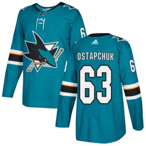 Authentic Adidas Youth Zack Ostapchuk Teal Home Jersey - NHL San Jose Sharks