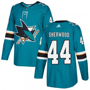 Authentic Adidas Youth Kiefer Sherwood Teal Home Jersey - NHL San Jose Sharks