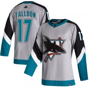 Authentic Adidas Youth Pat Falloon Gray 2020/21 Reverse Retro Jersey - NHL San Jose Sharks