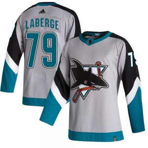 Authentic Adidas Youth Samuel Laberge Gray 2020/21 Reverse Retro Jersey - NHL San Jose Sharks