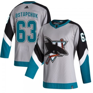 Authentic Adidas Youth Zack Ostapchuk Gray 2020/21 Reverse Retro Jersey - NHL San Jose Sharks
