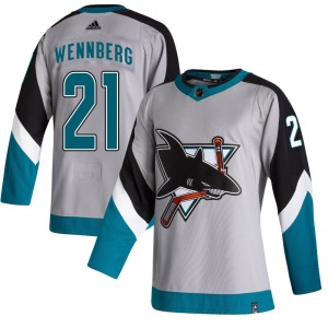 Authentic Adidas Youth Alexander Wennberg Gray 2020/21 Reverse Retro Jersey - NHL San Jose Sharks