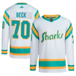 Authentic Adidas Youth Noah Beck White Reverse Retro 2.0 Jersey - NHL San Jose Sharks