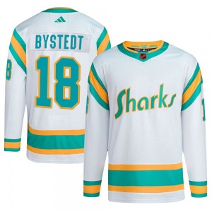 Authentic Adidas Youth Filip Bystedt White Reverse Retro 2.0 Jersey - NHL San Jose Sharks