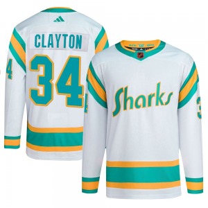 Authentic Adidas Youth Cole Clayton White Reverse Retro 2.0 Jersey - NHL San Jose Sharks