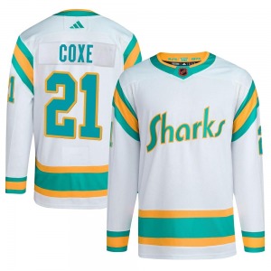 Authentic Adidas Youth Craig Coxe White Reverse Retro 2.0 Jersey - NHL San Jose Sharks