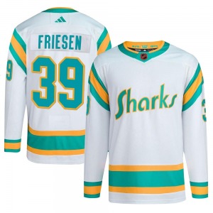 Authentic Adidas Youth Jeff Friesen White Reverse Retro 2.0 Jersey - NHL San Jose Sharks