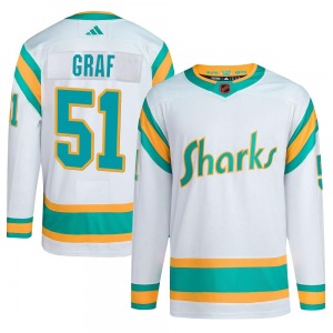 Authentic Adidas Youth Collin Graf White Reverse Retro 2.0 Jersey - NHL San Jose Sharks