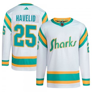 Authentic Adidas Youth Mattias Havelid White Reverse Retro 2.0 Jersey - NHL San Jose Sharks