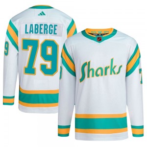 Authentic Adidas Youth Samuel Laberge White Reverse Retro 2.0 Jersey - NHL San Jose Sharks