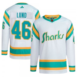 Authentic Adidas Youth Cam Lund White Reverse Retro 2.0 Jersey - NHL San Jose Sharks