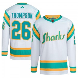 Authentic Adidas Youth Jack Thompson White Reverse Retro 2.0 Jersey - NHL San Jose Sharks