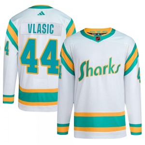 Authentic Adidas Youth Marc-Edouard Vlasic White Reverse Retro 2.0 Jersey - NHL San Jose Sharks