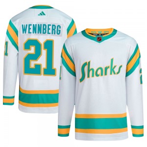 Authentic Adidas Youth Alexander Wennberg White Reverse Retro 2.0 Jersey - NHL San Jose Sharks