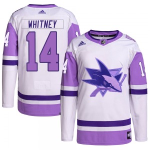Authentic Adidas Youth Ray Whitney White/Purple Hockey Fights Cancer Primegreen Jersey - NHL San Jose Sharks