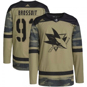 Authentic Adidas Youth Laurent Brossoit Camo Military Appreciation Practice Jersey - NHL San Jose Sharks