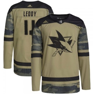 Authentic Adidas Youth Nick Leddy Camo Military Appreciation Practice Jersey - NHL San Jose Sharks
