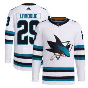 Authentic Adidas Adult Gannon Laroque White Away Primegreen Jersey - NHL San Jose Sharks