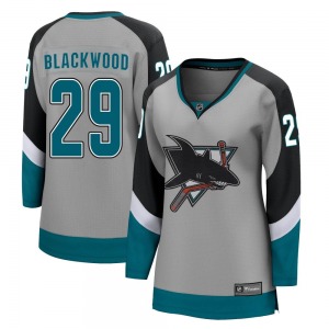 Breakaway Fanatics Branded Women's Mackenzie Blackwood Black Gray 2020/21 Special Edition Jersey - NHL San Jose Sharks