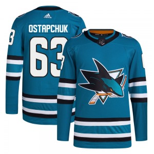 Authentic Adidas Adult Zack Ostapchuk Teal Home Primegreen Jersey - NHL San Jose Sharks
