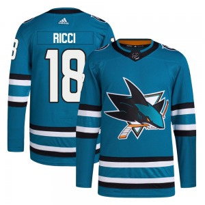 Authentic Adidas Adult Mike Ricci Teal Home Primegreen Jersey - NHL San Jose Sharks