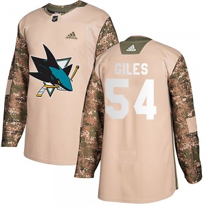 Authentic Adidas Youth Patrick Giles Camo Veterans Day Practice Jersey - NHL San Jose Sharks