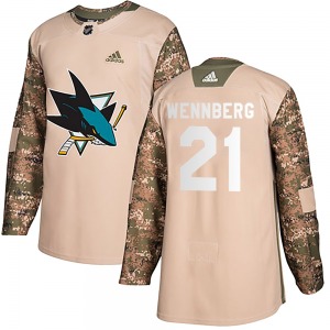 Authentic Adidas Youth Alexander Wennberg Camo Veterans Day Practice Jersey - NHL San Jose Sharks