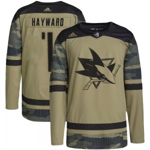 Authentic Adidas Adult Brian Hayward Camo Military Appreciation Practice Jersey - NHL San Jose Sharks