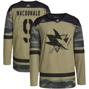Authentic Adidas Adult Jacob MacDonald Camo Military Appreciation Practice Jersey - NHL San Jose Sharks