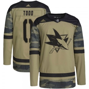 Authentic Adidas Adult Nathan Todd Camo Military Appreciation Practice Jersey - NHL San Jose Sharks