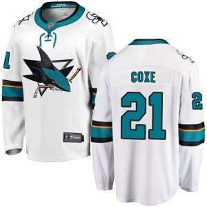 Breakaway Fanatics Branded Youth Craig Coxe White Away Jersey - NHL San Jose Sharks
