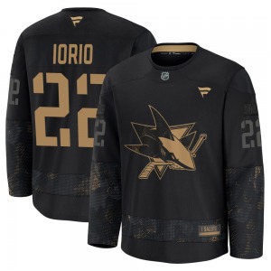 Premium Fanatics Adult Vincent Iorio Black 2024 Military Appreciation Practice Jersey - NHL San Jose Sharks