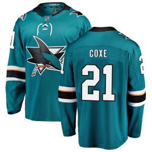 Breakaway Fanatics Branded Youth Craig Coxe Teal Home Jersey - NHL San Jose Sharks