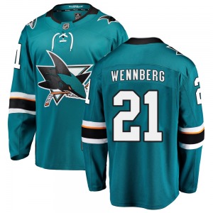 Breakaway Fanatics Branded Youth Alexander Wennberg Teal Home Jersey - NHL San Jose Sharks